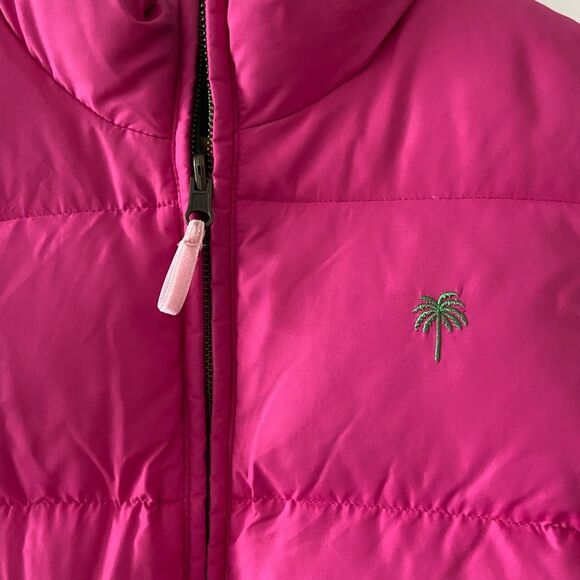 Lily Pulitzer Women’s Reversible Pink Green Puffer Vest, size S, 100% polyester - Picture 8 of 14